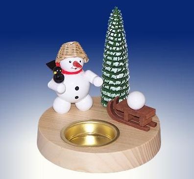 Teelichthalter Schneemann mit Schlitten BxHxT 10x10,5x10cm NEU Weihnachtssockel