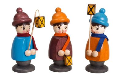 Miniaturfiguren 3 Laternenkinder bunt Höhe 10cm NEU Weihnachten Figuren Laterne