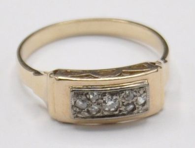 Bandring Band Ring groß Brillant Altschilff Diamant 585 Gold Vintage