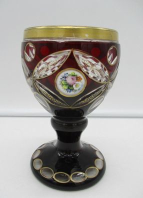 Bäderglas / Pokal / Prunkglas / Überfangglas / Glaskunst / Antik / Rubinrot