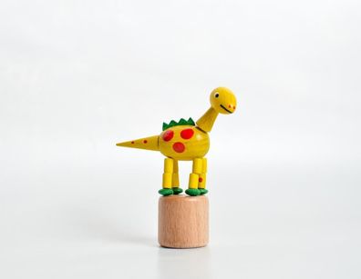 Holzspielzeug Wackelfigur Dinosaurier gelb Höhe=9cm NEU Spielzeug Wackeln Wackel
