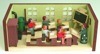 Miniaturstube Klassenzimmer mit Lehrerin BxHxT 11x4x6 cm NEU Seiffen Miniatur