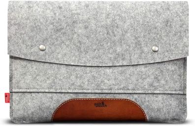 Pack & Smooch Hülle für MacBook Air 13 (Neustes Modell) 100% Wollfilz grau/ hellbraun