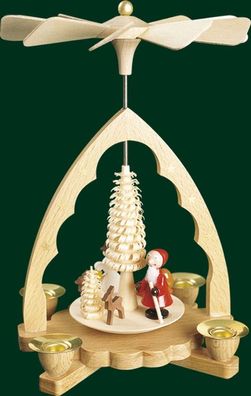 Tischpyramide Nikolaus mit Baum Höhe= 19cm NEU Holzpyramide Tischdekoration Dekor