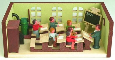 Miniaturstube Klassenzimmer mit Lehrer BxHxT 11x4x6 cm NEU Seiffen Miniatur Holz