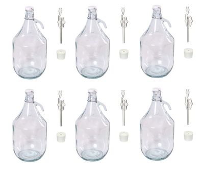 5L Bügelflaschen Weinballon Bügelverschluss Flasche + Stopfen + Gärröhrchen