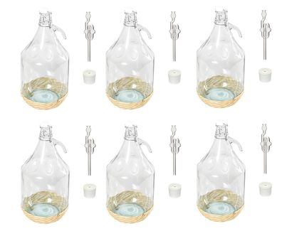 5L Bügelflaschen Weinballon Bügelverschluss Flasche WEIDE + Stopfen + Gärröhrchen
