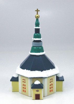 Tischdekoration Seiffener Kirche mit Schnee bunt Höhe 10cm NEU Haus Baum Figur Ki
