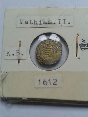 Original Silber Denar 1612 RDR Kaiser Matthias II. von Habsburg KB Kremnitz
