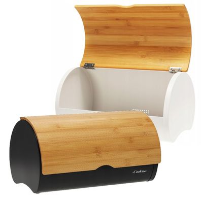 Brotkasten Sabroso XL Bambus Holz mit Metall Rollbrotkasten Brotbox in 2 Farben