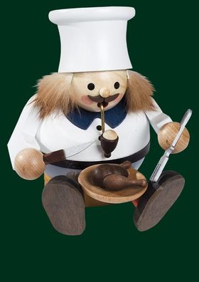 Räucherfigur Koch mit Pfanne sitzend Höhe= 14cm NEU Räuchermann Rauchmann Räucher