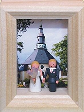 Weihnachtsdekoration Miniaturrahmen mit Hochzeit BxH 5,5x7 cm NEU Mini Seiffen