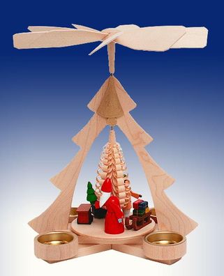 Tischpyramide Weihnachtsmann mit Eisenbahn mit Teelicht BxHxt 21x26x22,5cm NEU