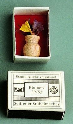 Mini Zündholzschachtel Vase mit Blumen BxH 2,5 x 1,5 cm NEU Seiffen Miniatur