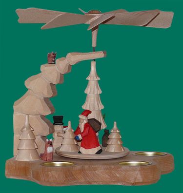 Wandpyramide Weihnachtsmann &amp; Schneemann geschnitzt Höhe 26cm NEU Holzpyramide