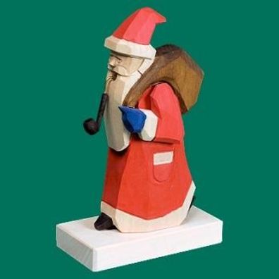 Räuchermann Weihnachtsmann mit Geschenkesack geschnitzt Höhe 15cm NEU Rauchen