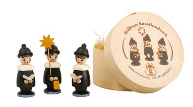 Miniaturfiguren Kurrende mit Spanschachtel Höhe 3,7cm NEU Spielzeug Erzgebirge