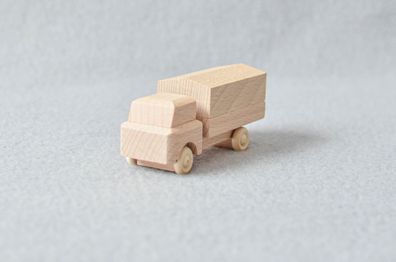 Holzspielzeug Lastenauto mit Plane natur HxBxT 3,5x7,5x3cm NEU Holzauto LKW Holz