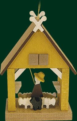 Christbaumschmuck Haus mit Schäfer und Schafe Höhe= 8cm NEU Weihnachten Baumschmu