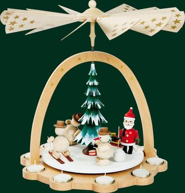 Tischpyramide Schneemänner mit Weihnachtsmann Höhe= 40cm NEU Holzpyramide Tischd