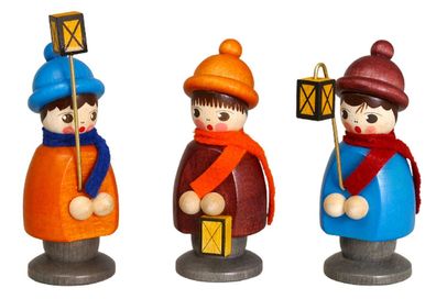 Miniaturfiguren 3 Laternenkinder bunt Höhe 6,2cm NEU Weihnachten Figuren Laterne