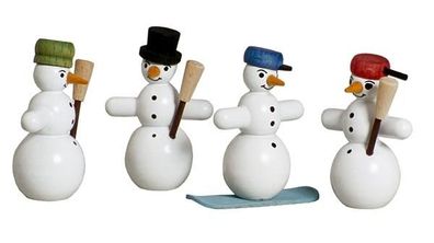 Miniaturfigur Schneemänner bunt Höhe ca. 5cm NEU Holzfigur Weihnachtsfigur Holz