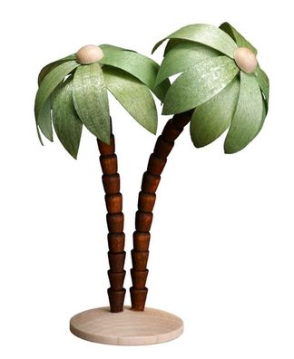 Miniaturfiguren Palmenoase 2 Palmen auf Sockel bunt Höhe 11,5 cm NEU Palme Blume