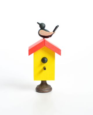 Holzspielzeug Starhaus mit Singvogel bunt Höhe=8cm NEU Vogel Spielzeug Singen