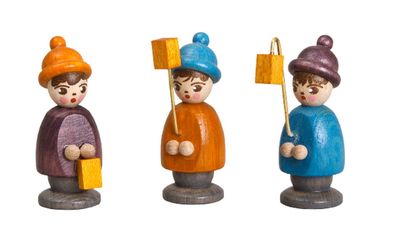 Miniaturfiguren 3 Laternenkinder bunt Höhe 3,7cm NEU Weihnachten Figuren Laterne