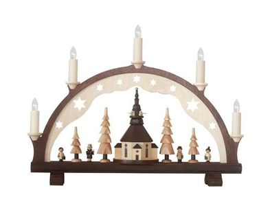 Schwibbogen Seiffener Kirche mit Laternenkinder und Beleuchtung Höhe=42cm NEU Sc