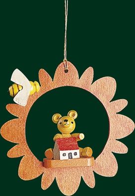 Christbaumschmuck Blüte mit Teddy Höhe= 8,5cm NEU Weihnachten Baumschmuck Holzsch