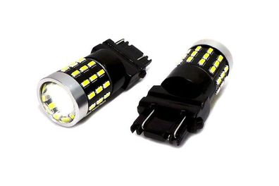 2 Stück 3157, P27/7W LED-Glühbirne 12-24V CANBUS 1500lm weiß mit Linse Off-Road