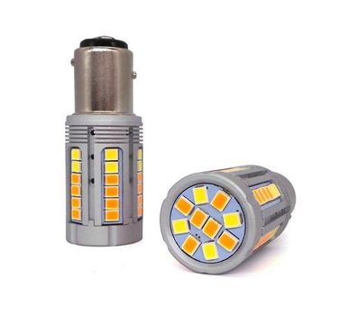 2 Stück P21/5W LED BAY15D 12-24V 21/5W weiß-orange Glühbirne ohne Fehler Off-Road