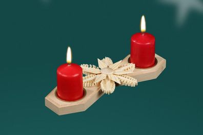 Tischschmuck Kerzenhalter für 2 Kerzen Mittig Stern 22x3x10cm NEU Kerzenständer