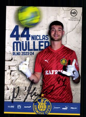 Niclas Müller Autogrammkarte 1 FC Lokomotive Leipzig 2023-24 Original Signiert