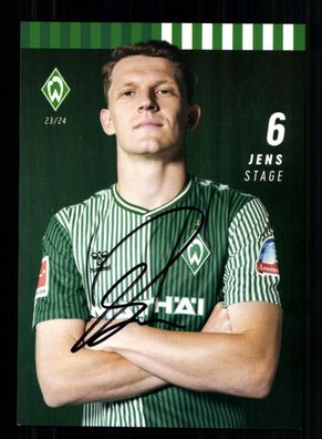 Jens Stage Autogrammkarte Werder Bremen 2023-24 Original Signiert