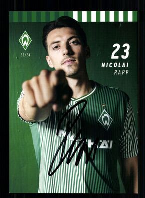 Nicolai Rapp Autogrammkarte Werder Bremen 2023-24 Original Signiert
