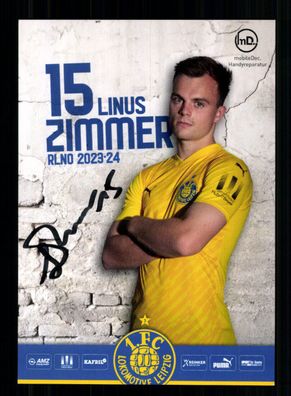 Linus Zimmer Autogrammkarte 1 FC Lokomotive Leipzig 2023-24 Original Signiert