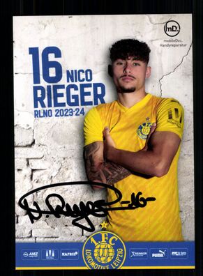 Nico Rieger Autogrammkarte 1 FC Lokomotive Leipzig 2023-24 Original Signiert