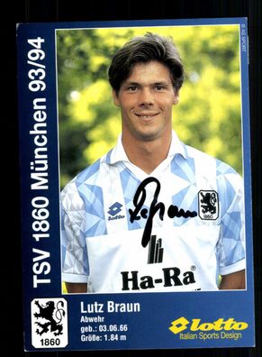 Lutz Braun Autogrammkarte TSV 1860 München 1993-94 Original Signiert