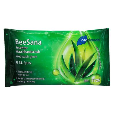 BeeSana Feuchte Waschhandschuhe mit AloeVera, 8Stk./ Pck. | Packung (8 Stück)