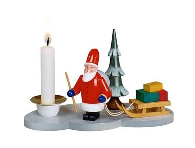 Kerzenhalter Weihnachtsmann mit Schlitten und Baum Höhe 8cm NEU Kerzenständer