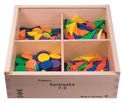 Holzspielzeug Fröbel Gabe 7-2 Kreise &amp; Dreiecke 25mm LxBxH 220x220x75mm NEU Holz
