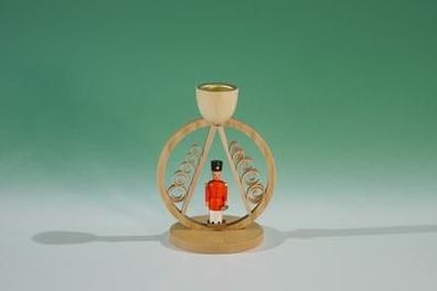 Kerzenhalter Ring mit Spanbaum und Nussknacker rot Höhe 7,5cm NEU Kerze Kerzenlic