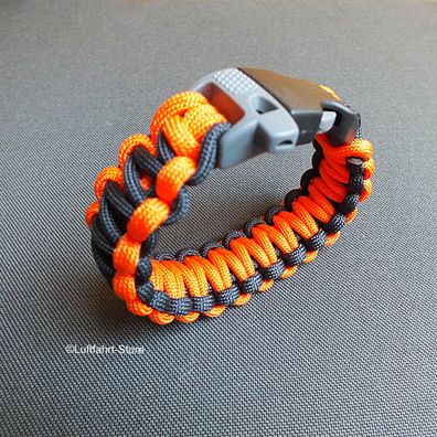 Paracord-Armband Orange-Schwarz, Notfall-Armband, Survival Art.-Nr. 13031