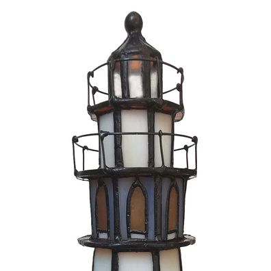 LumiLamp Tiffany Tischlampe Leuchtturm 11x11x25 cm Braun Beige Glas
