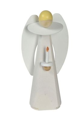 Holzfigur Engel mit Kerze weiß BxTxH= 5,5x3x11cm NEU Miniatur Figuren Seiffen