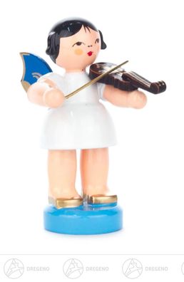 Engel mit Violine stehend, blaue Flügel H=ca 5,5 cm Erzgebirge Weihnachtsfigur