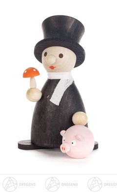 Miniatur Glücksbringer mit Schweinchen H=ca 8 cm NEU Erzgebirge Weihnachtsfigur