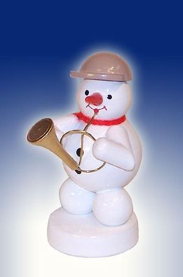 Weihnachtsdekoration Schneemann mit Tuba Höhe 8cm NEU Schnee Eismann Winterfigur